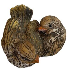 Sparrow Bird Italy Dipinto a Mano Brown Resin Figurines Set Lot Hand Painted VTG